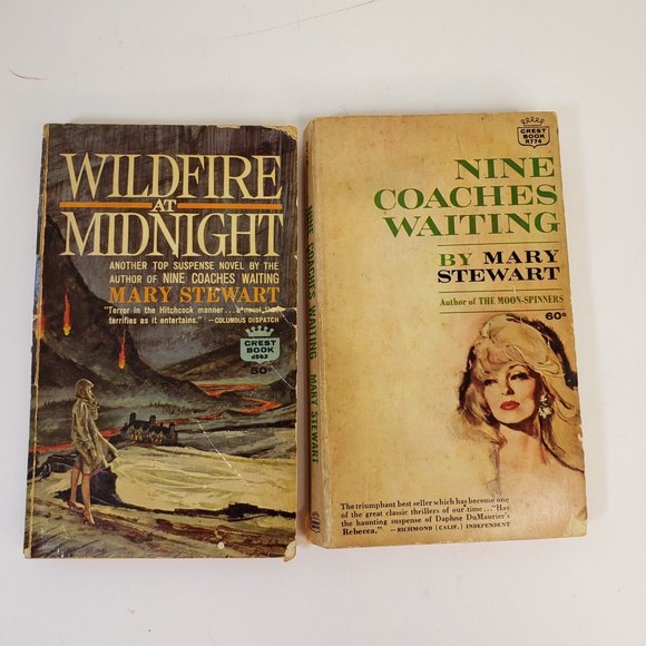 2 Mary Stewart Paperbacks Wildfire at Midnight 1962 & Nine Coaches Waiting 1963 - Picture 1 of 12